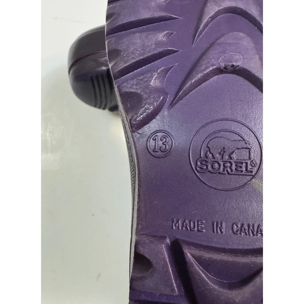 Sorel Vintage Kids Size 13 Purple Teal Colorblock Snow Boots Made in Canada